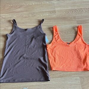 🍓 No Boundaries Brown and Orange Camisoles